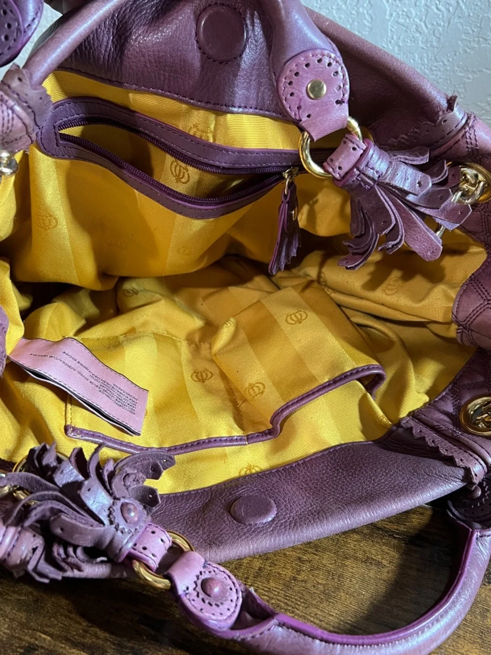 Beautiful Juicy Couture Plum Quilted Leather Hobo with Gold Chain